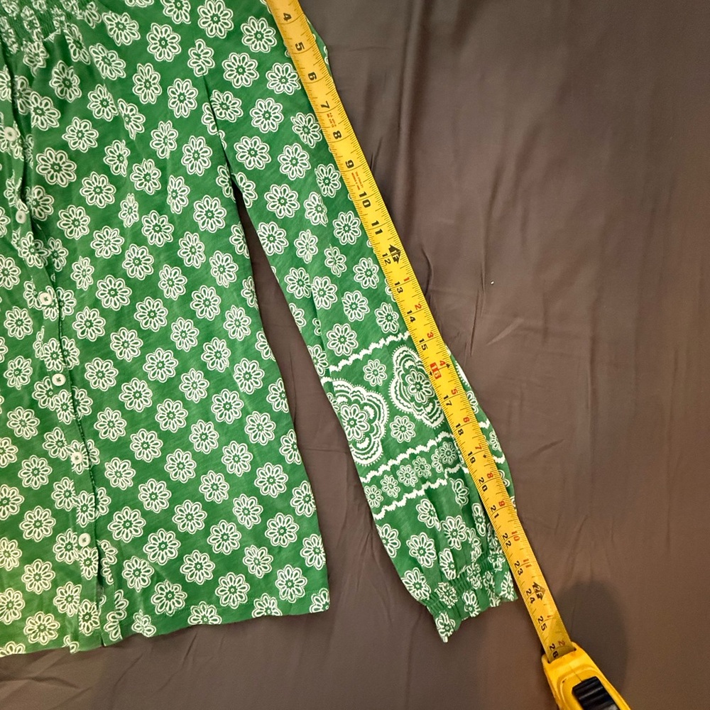 Boden Green Fay Smocked Jersey Shirt  green - Picture 10 of 13